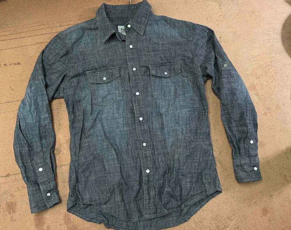 Paper Denim & Cloth Charcoal Grey Pearl Snap Western Shirt Medium